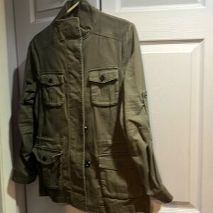 Green BCBG jacket.